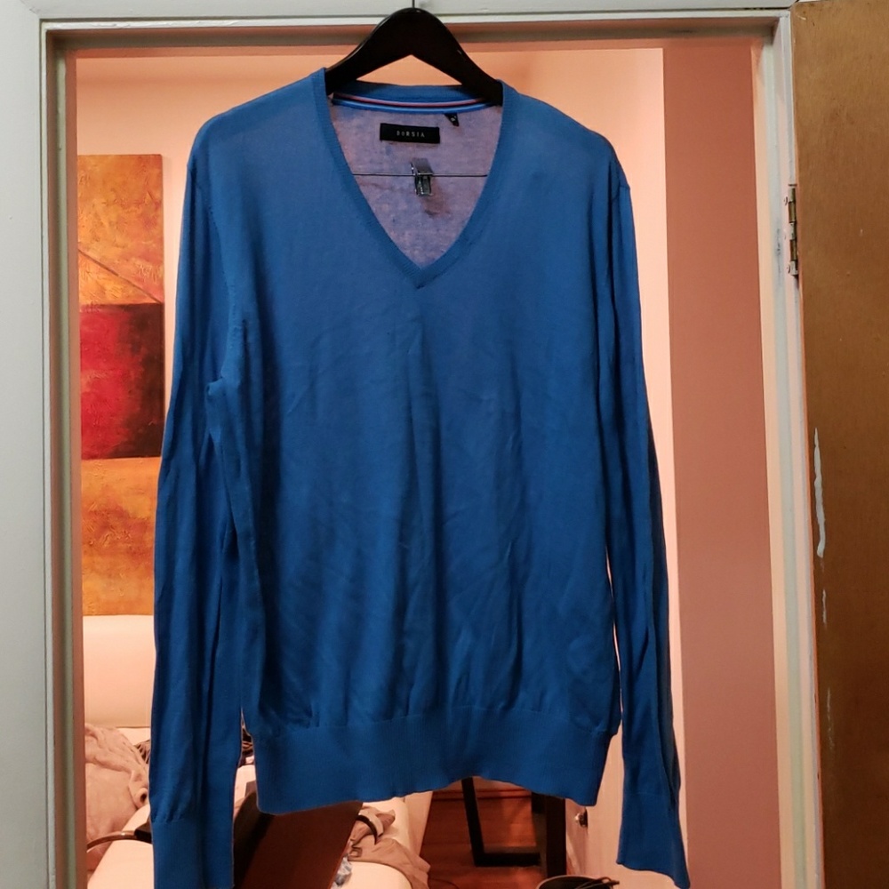 bright blue cardigan v- neck